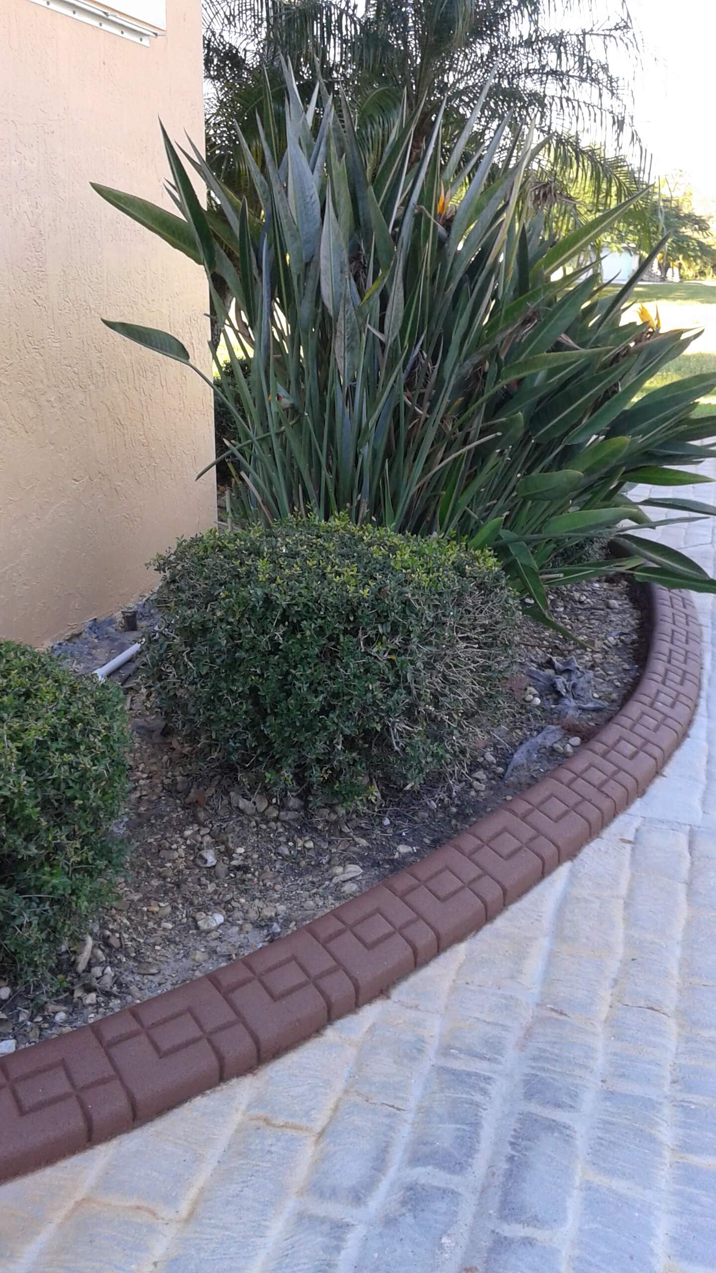 Curbing edging walkways and driveways color and design
